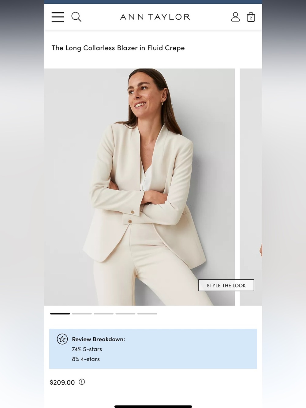Ann Taylor The Long Collarless Blazer in Fluid Crepe - Picture 7 of 16
